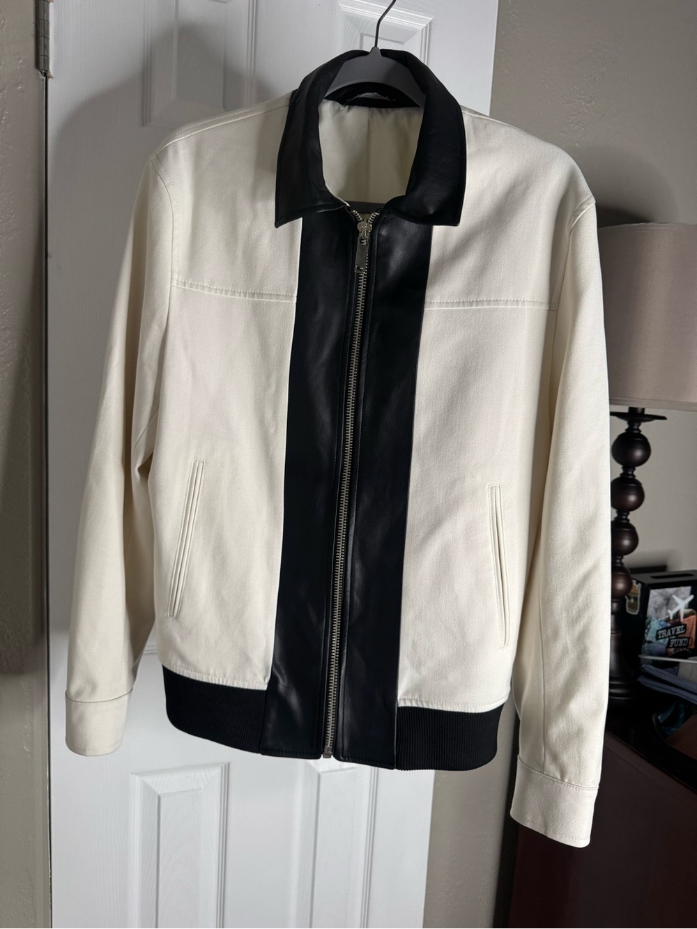 ZARA Black and White Contrast Bomber Jacket